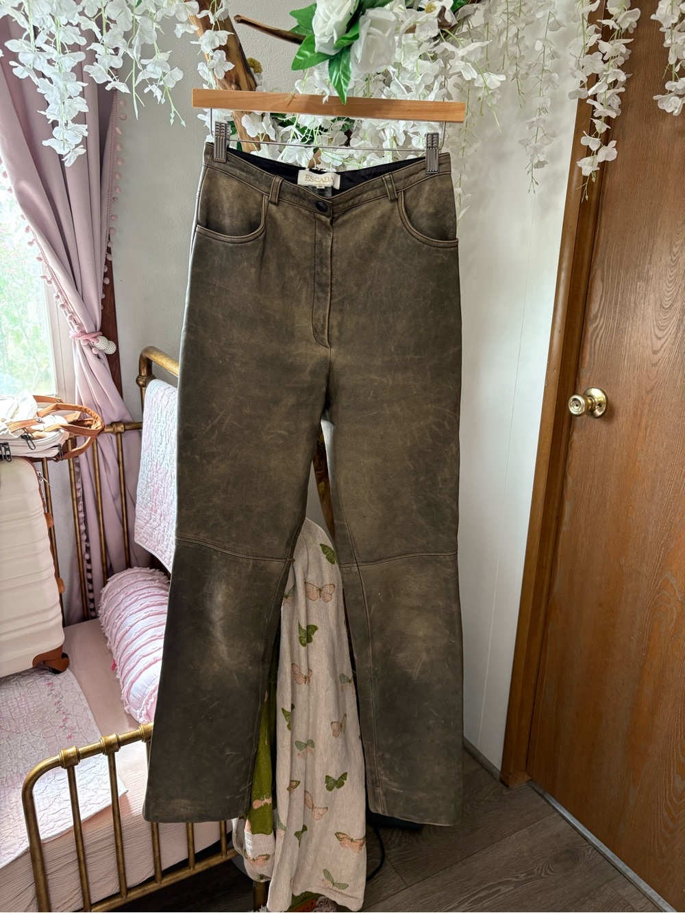 Escada Brown 100% Lamb Leather Pants
